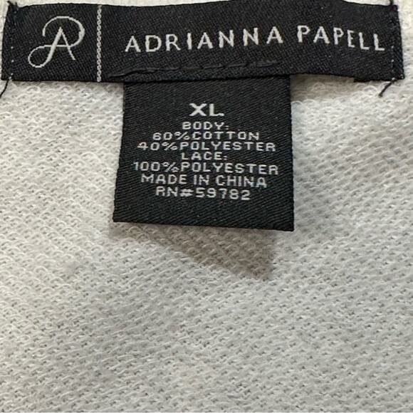 Adrianna Papell Women’s XL Ivory Long Sleeve Lace Front Sweatshirt - Picture 3 of 10